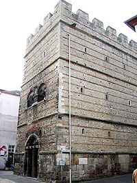 Stacheln und Netze am Frankenturm in Trier